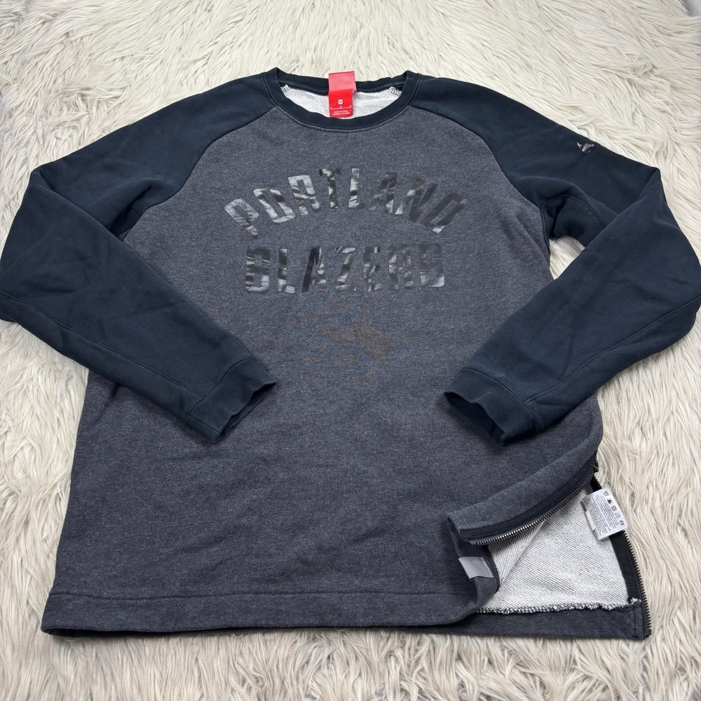 NBA Nike Women's M Portland Trail Blazers Sweatshirt Zip Hem Gray Black - Picture 1 of 7